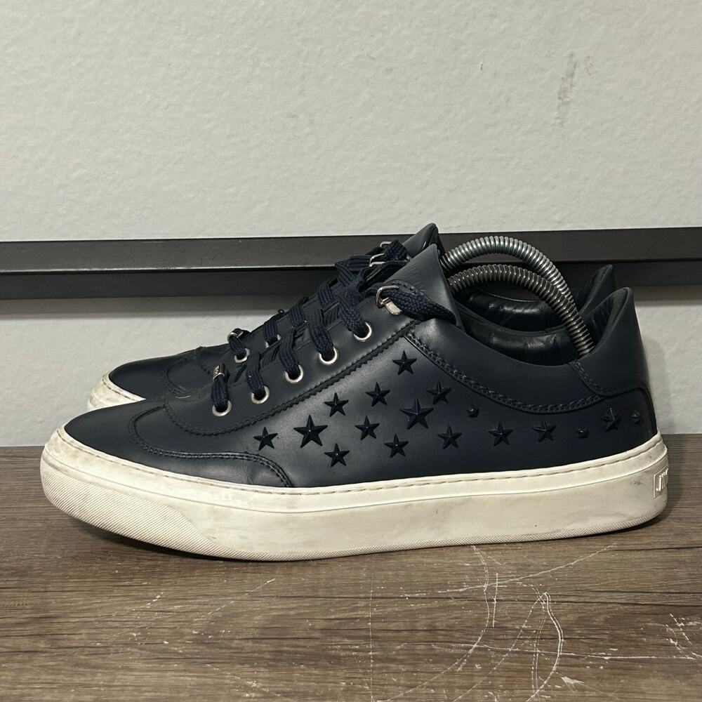 Jimmy Choo Ace Men’s Star Studied Leather Shoes Sneakers Size 42.5 (9.5) Blue